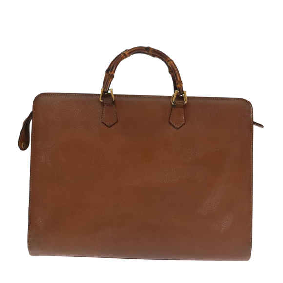 GUCCI Bamboo Business Bag Leather Brown Gold 1529593675 Auth ti2591 - Picture 3 of 16